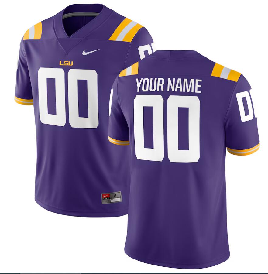 Men NCAA Nike LSU Tigers Football Custom Game Purple Jersey